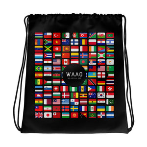 WAAO Double-Sided Black Drawstring Gym Bag