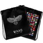 WAAO Double-Sided Black Drawstring Gym Bag