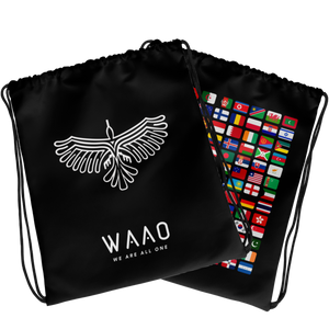 WAAO Double-Sided Black Drawstring Gym Bag
