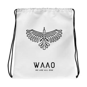 WAAO Double-Sided White Drawstring Gym Bag