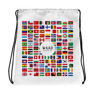 WAAO Double-Sided White Drawstring Gym Bag