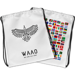 WAAO Double-Sided White Drawstring Gym Bag