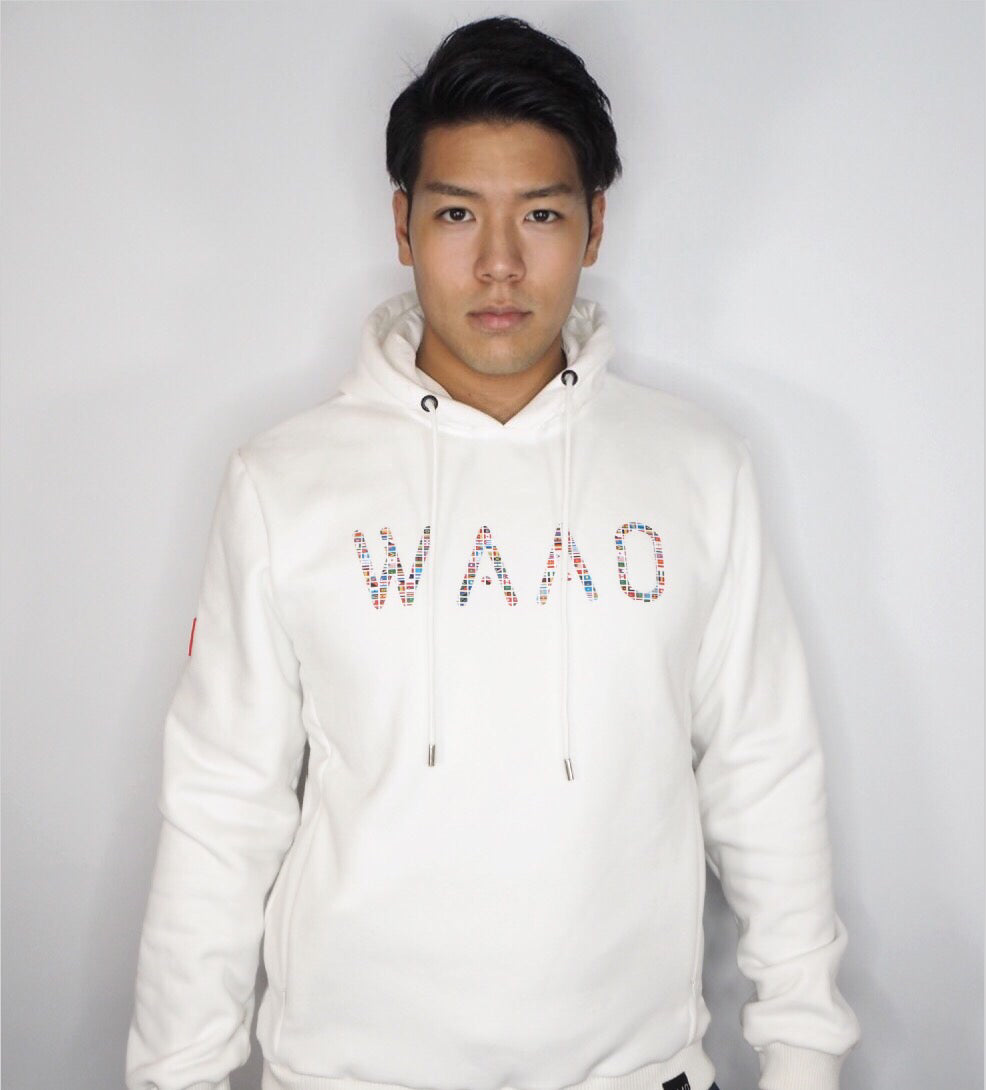 "WAAO" Flag Emblem White Premium Hoodie