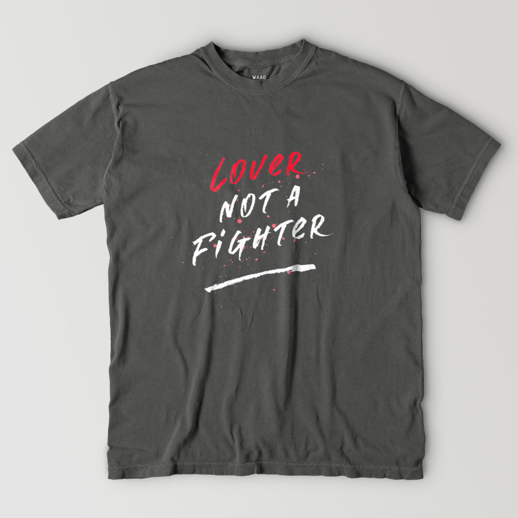 "Lover Not A Fighter" - Unisex Vintage Charcoal T-shirt