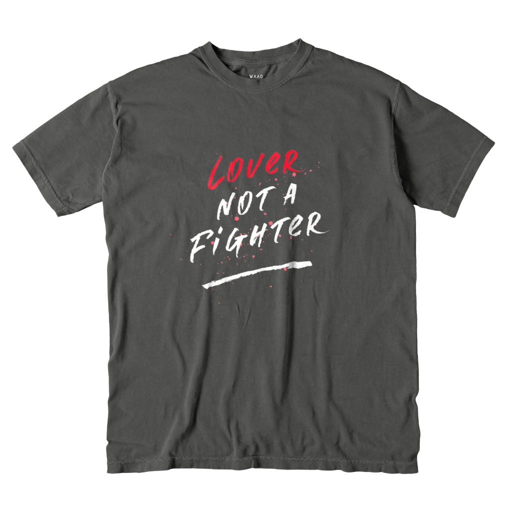"Lover Not A Fighter" - Unisex Vintage Charcoal T-shirt