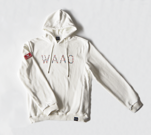 "WAAO" Flag Emblem White Premium Hoodie